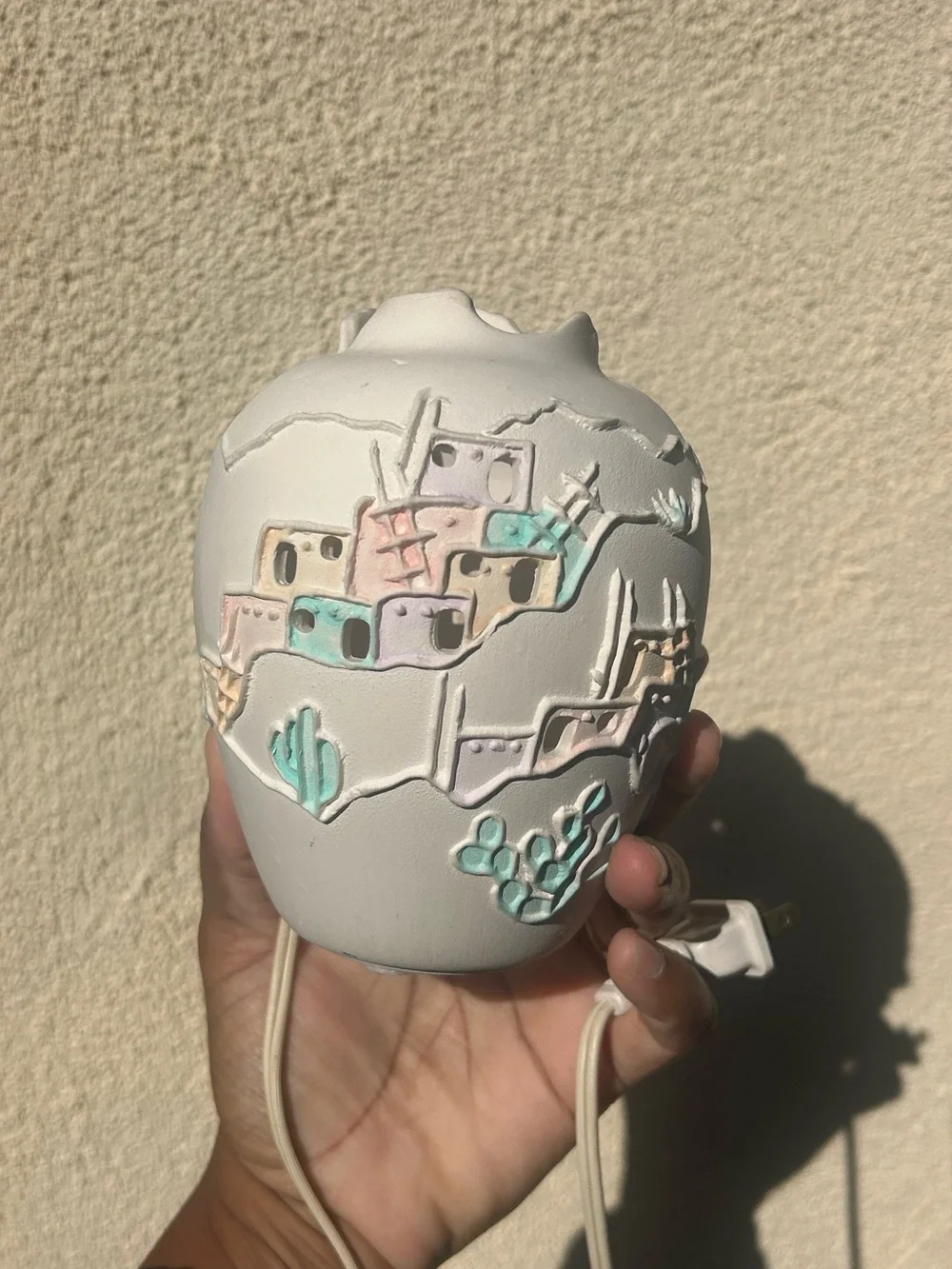 Vintage 1989 Shadrak Ceramic Pueblo Nightlight Lamp Southwestern Adobe House